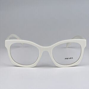 NEW Prada PRA05V 17K1O1 White Ivory Women Square Unisex Eyeglasses VPR A05